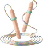 Beaded Jump Rope 2 Pack,  Segmented Skipping Rope for Kids Adults, Adjustable Tangle-Free Toddler Jumping Rope for Fitness Exercise Training