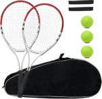 Tennis Racket Pre-Strung Lightweight 27 Inch Racquet Recreational Adult Rackets for Men Women Students Training Tennis Starter Kit with Balls,Carry Bag and Overgrips
