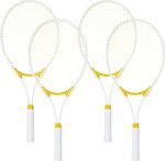 4 Pcs Tennis Rackets for Adults Recreational 4 Players 27 Inch Tennis Racquets Lightweight Tennis Rackets Bulk for Women Men Tennis Training and Beginners with Overgrips and Carry Bag
