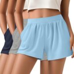 3 Pack Women's Athletic Shorts, Summer High Waist Lounge Pajama Shorts Casual Soft Elastic Sweat Shorts with Pockets