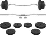 Barbell Set - Olympic Curl Bar & Weights (66LB, 55LB, 44LB) with Chrome Finish & Black Color
