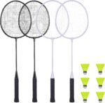 Badminton Rackets Set with 6 Shuttlecocks, Lightweight Badminton Set of 4 for Outdoor Backyard Games, Racquets with Durability for Beginners and Casual Players