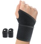 2 Pack Wrist Brace Wrist Wraps for Carpal Tunnel Arthritis Tendonitis Sprains Pain Relief, Adjustable Wrist Compression Straps for Workout, Day&Night Support Fits Both Hands (Black)