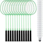 12 Pcs Badminton Rackets Bulk with 18 Nylon Badmintons, Shuttle Set for Adults Teenagers Youth Beginners Advanced Player Backyard Gym Beach Outdoor
