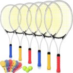 Tennis Rackets for Adult Recreational 6 Players 27'' Tennis Racket Set with 3 Balls Lightweight Tennis Rackets Bulk for Women Men Tennis Training and Beginner with Overgrip and Bag