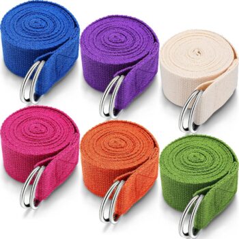 6 Pcs Yoga Strap for Stretching 8 Ft Yoga Exercise Adjustable Straps Bands with Safe Adjustable D Ring Buckle for Pilates Gym Workouts Fitness Improves Sitting Posture